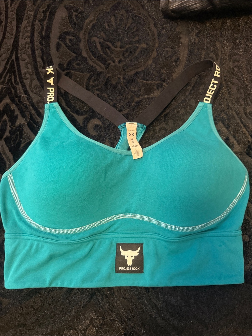 Women's Project Rock Teal Medium-Impact Sports Bra